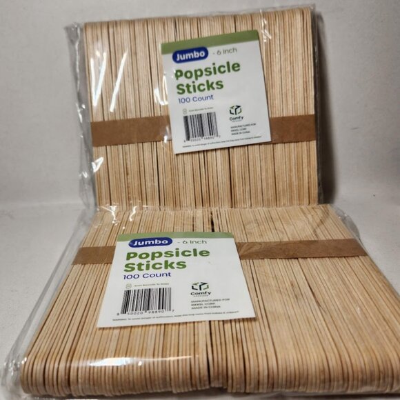 200 Count Jumbo Popsicle Sticks 6" Craft School Art Supplies Wooden Ice Cream - Picture 11 of 11